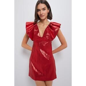 HYACINTH HOUSE Red Metallic Plisse Tanya Mini Dress Size XS NWT